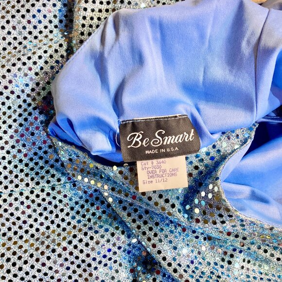 Vtg 90s confetti dot sequin silver blue prom maxi slip dres evening gown keyhole - Picture 5 of 5